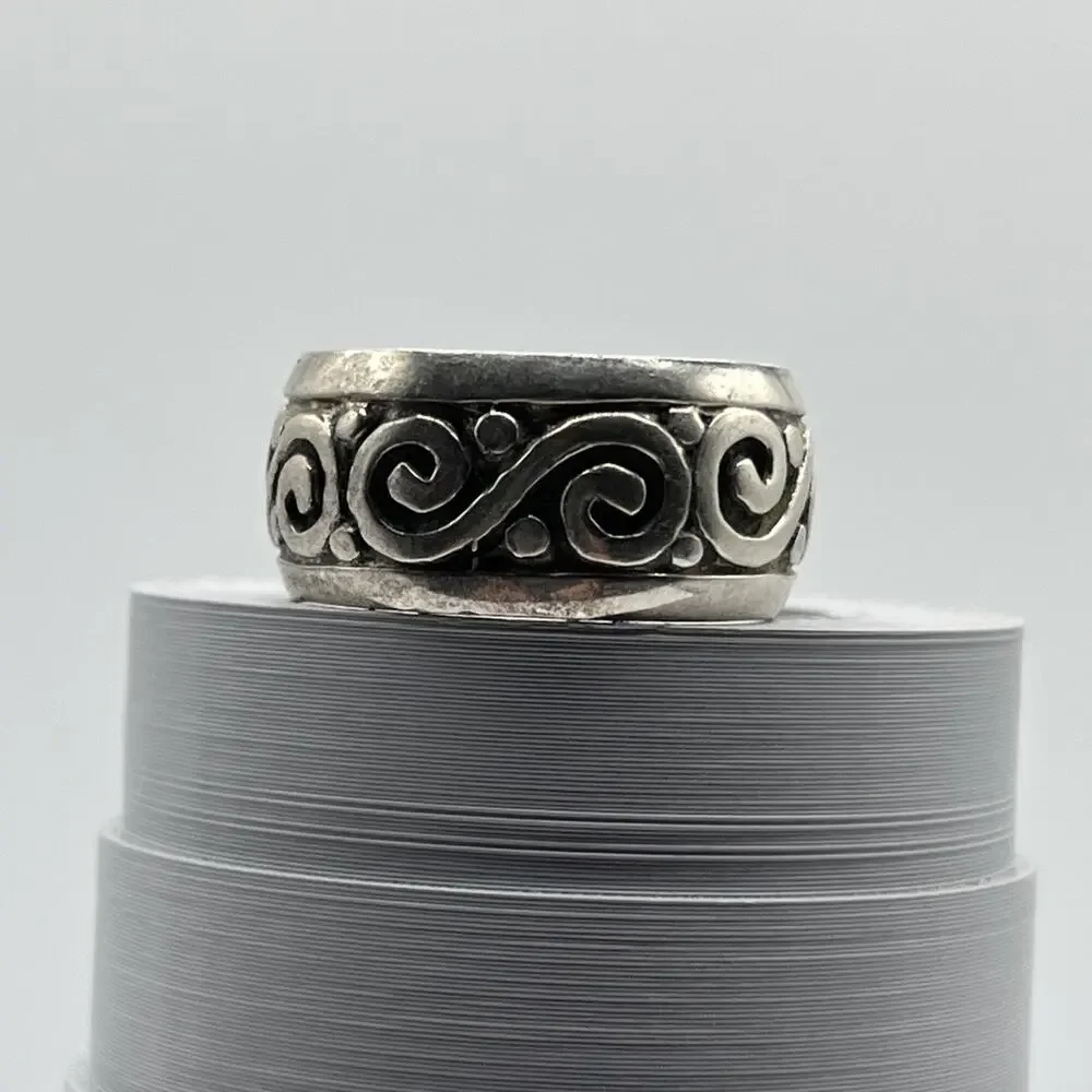 Sterling Silver 925 Scroll Eternity Band Ring Size 8 Vintage Marked 925 Tested